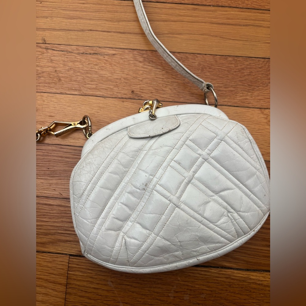 Vintage 1950s Greta Leather Clutch | Made in Italy | White Quilted Bag ✨
